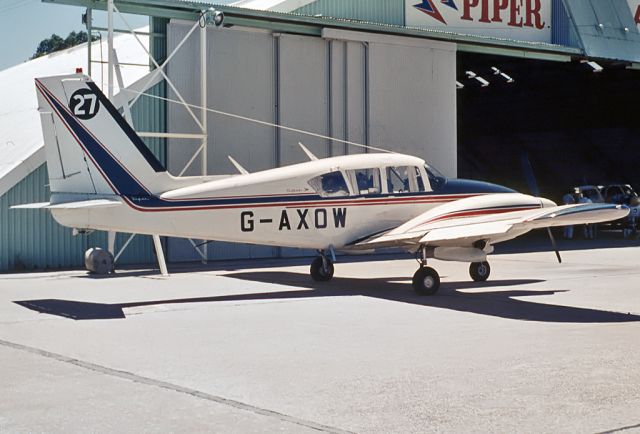 G-AXOW — - PIPER PA-23-250 AZTEC D - REG G-AXOW (CN 27-4306) - PARAFIELD AIRPORT ADELAIDE SA. AUSTRALIA - YPPF (12/8/1970)ENGLAND TO AUSTRALIA AIR RACE 1970. RACE NO. 27 35MM SLIDE CONVERSION.