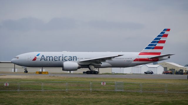 Boeing 777-200 (N797AN) - AAL9659 taxis from the ATS ramp for a flight to KDFW on 11.1.17. (ln 321 / cn 30012).