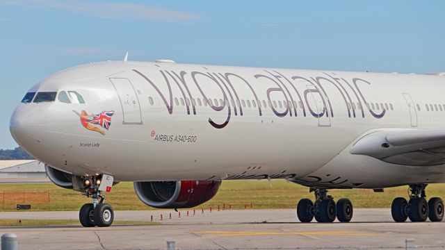 Airbus A340-600 (G-VRED) - October 18, 2018, Nashville, TN -- VIR Ferry flight arriving and Tennessee Titans NFL Team departing for LHR. The Tennessee Titans are scheduled to play the Chargers at Wembley Stadium on Sunday, October 21, 2018. Uploaded in low-resolution. Full resolution is available at cowman615 at Gmail dot com. cowman615@gmail.com