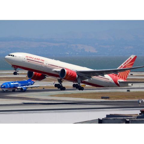 BOEING 777-200LR (VT-ALG) - Beautiful metal bird VT-ALG “Kerala” departing as AIC174 to Delhi after arrving to SFO as AIC173 with bollywood screen alerts Neha Kakkar and Raftaar onboard for Bay Area Event. (31 August 2016, Throwback picture)