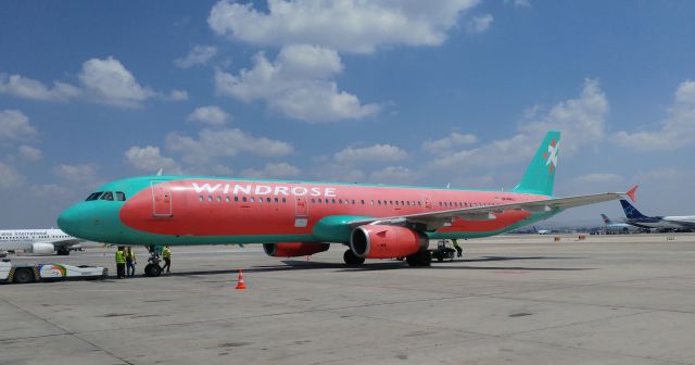 Airbus A321 (UR-WRJ) - On the western tarmac by T3 @ BGN Airport (LLBG)