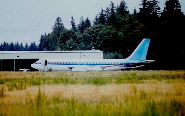Boeing 720 (N720GT) - KOLM - Aug 1988 at Olympia, WA my 1st visit to the airport here, and there is a 720B on the ramp. This was the closest I could get and under time limits to visit relatives,,,argh!