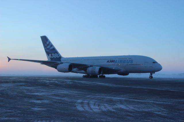 Airbus A380-800 (F-WWOW) - A380 COLD WEATHER TESTING NEW TRENT XWB ENG FOR THE A350