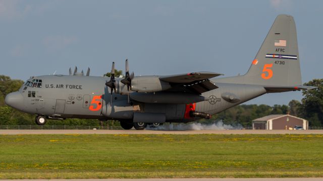 Lockheed C-130 Hercules (94-7310) - An Air Force MAFFS (Modular Airborne FireFighting System) equipped C-130 landing at EAA Airventure 2019.