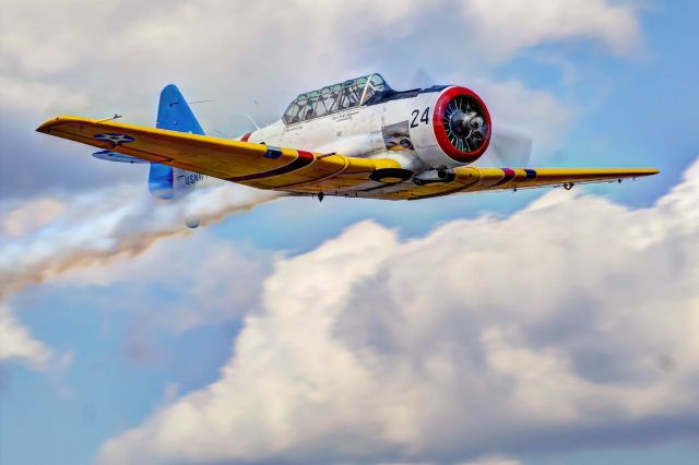 N777AP — - An SNJ owned by Joe Fagundes does a flyby at an Auburn, Alabama fly-in.