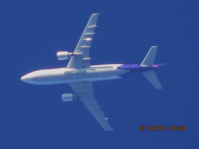 Airbus A300F4-600 (N653FE) - FedEx flight 362 from MEM to BOI over Baxter Springs Kansas (78KS) at 32,000 feet.