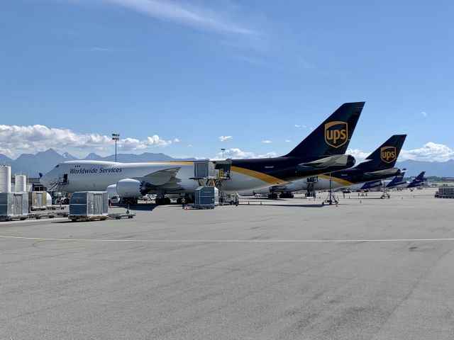 BOEING 747-8 (N621UP) - Brand new Boeing 747-800F N621UP now in service welcome home! Today July 14, 2020 N621UP operating flight UPS87 from Anchorage ANC to Ontario ONT. Sister N620UP right by N621UP operating UPS77 ANC to SDF.  Photo Copyright: Sokol Ymeri