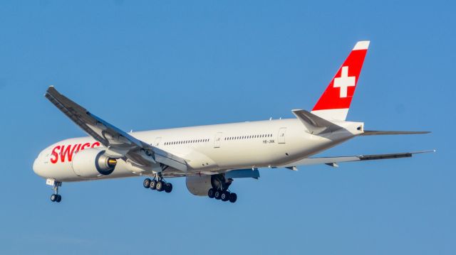 BOEING 777-300ER (HB-JNK) - swiss 777 landing in TLV, this plane was in his first flight into TLV