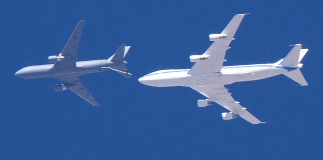 Boeing KC-46 Pegasus (1846046) - KC-46A 18-46046 at 25,000' MSL over Lone Pine, California on February 19, 2021.  I wasn't receiving ADS-B from the white 747-derived plane.