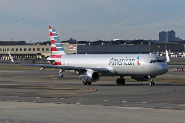 Airbus A321 (N111ZM) - This aircraft seems to spend its life flying back and forth between JFK and LAX. AAL117 off back to the West Coast.