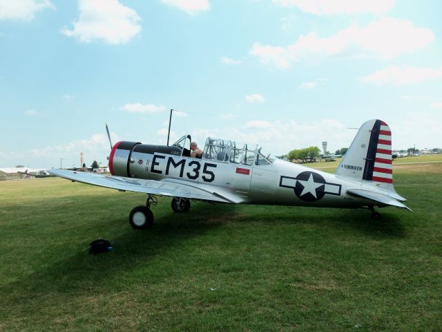 — — - BT-13 at Oshkosh  Beautiful flying example of the Army Air Corps flight trainer. This aircraft was in the Sunday afternoon airshow.