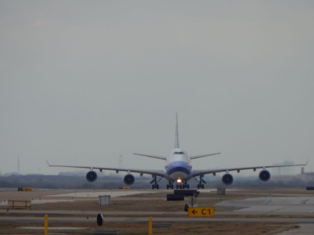 Boeing 747-400 (B-18719) - CAL5254 heading towards the cargo ramp at KDFW