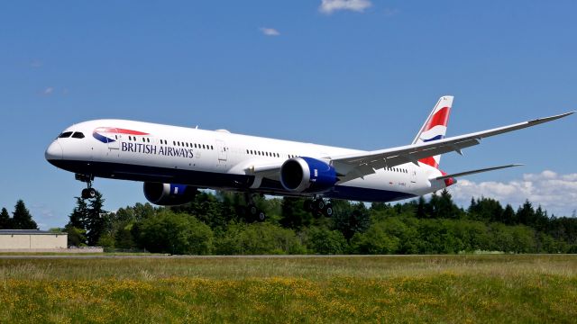 BOEING 787-10 Dreamliner (G-ZBLD) - BOE104 from KVCV on short final to KPAE Rwy 34L on 6.23.22. (B787-10 / ln 1040 / cn 60640).  