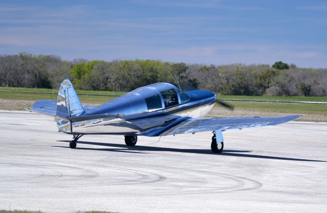 N78181 — - 1946 globe swift GC-1B leaving fuel station