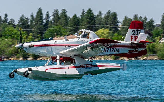 AIR TRACTOR Fire Boss (N717DA) - (JULY 2021) Fireboss 207 scooping from Silver Lake - fighting the Andrus Fire in Spokane