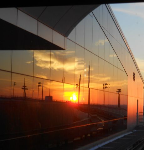 — — - 121013 DFW SkyTrain station at sunset