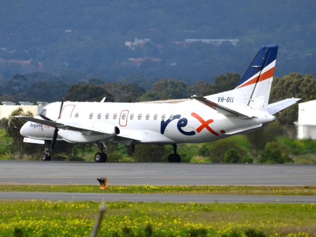 Saab 340 (VH-OLL) - Rolling for take off on runway 05. Thursday 12th July 2012.