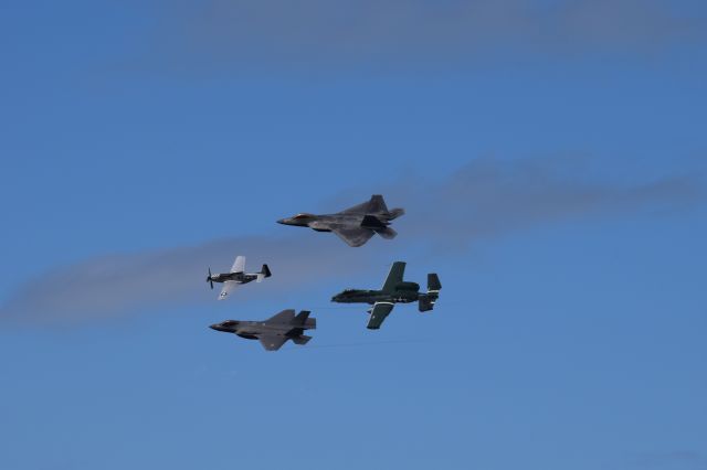 — — - Heritage Flight at Lockheed Martin Space And Airshow. P-51, F-22, F-35,and A-10. Sanford Florida 1NOV20