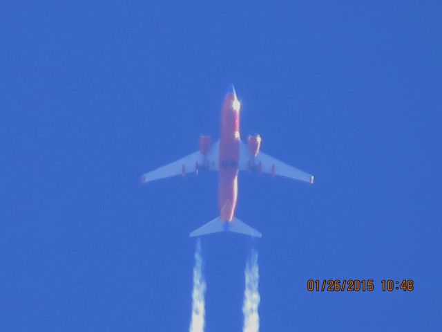 Boeing 737-700 (N916WN) - Southwest Airlines flight 2504 from STL to OKC over Southeastern Kansas at 36,000 feet.