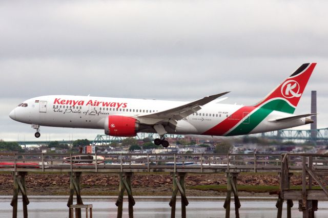 Boeing 787-8 (5Y-KZF) - Kenya Airways B788 arrival to Boston Logan - diverting from JFK due to weather on 5/15/22.