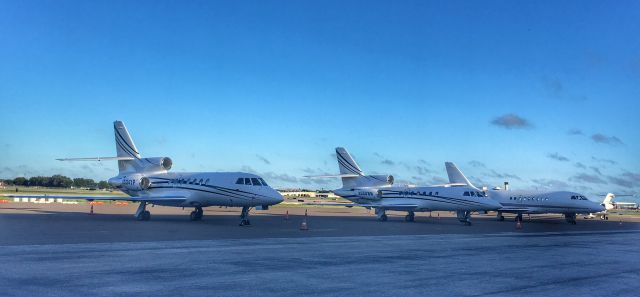 Dassault Falcon 50 (N550WM) - Falcons all lined up.