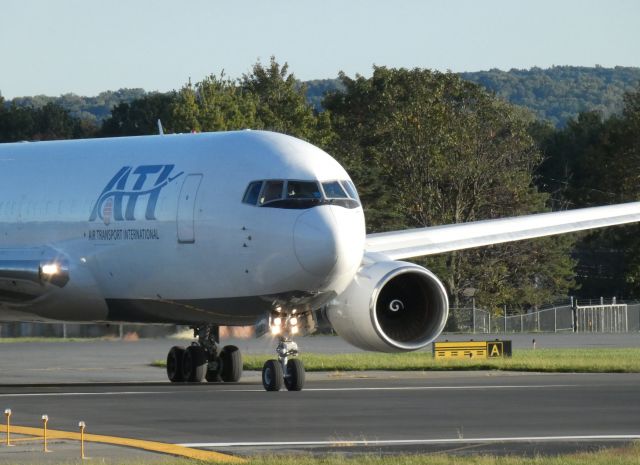 BOEING 767-200 (N739AX) - Turning on the departing runway is this Air Transport International Boeing 767-232 in the Autumn of 2020.