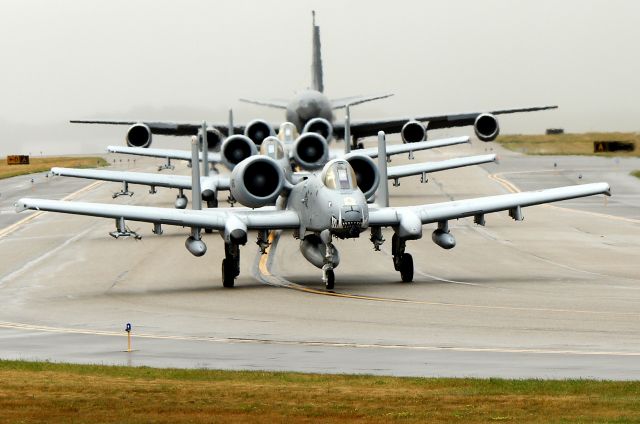 Fairchild-Republic Thunderbolt 2 — - Mazda flight departing with support tanker Gold 62 from McConnell AFB, Wichita, KS