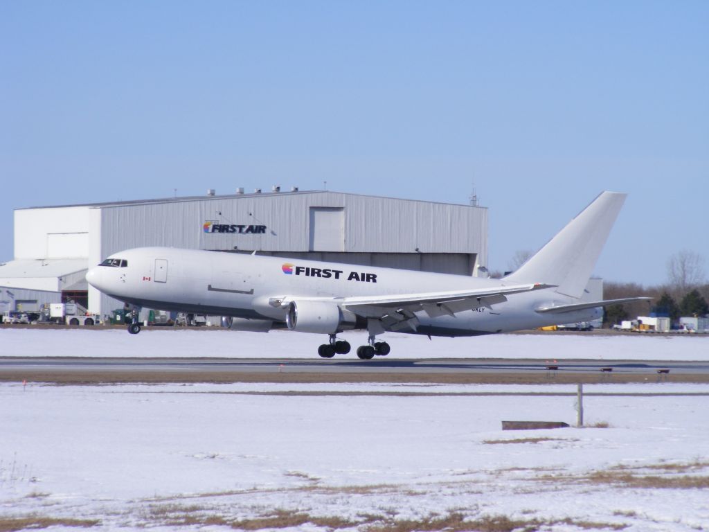 C-GKLY — - landing on #25 by First Air hangar.