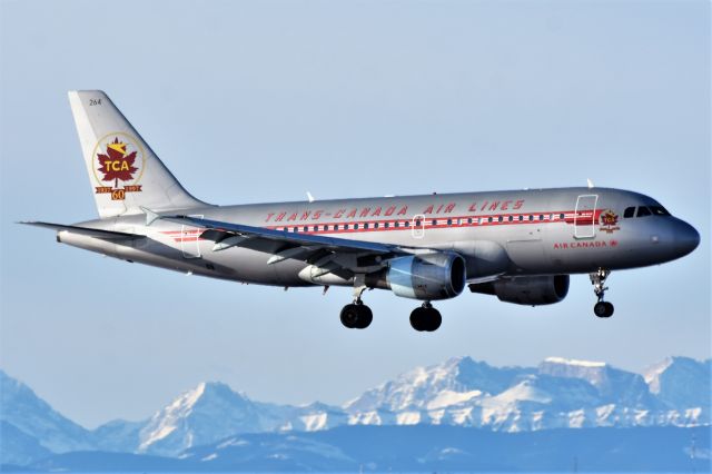 Airbus A319 (C-FZUH) - Air Canada Airbus A319-114 arriving at YYC on Jan 20.