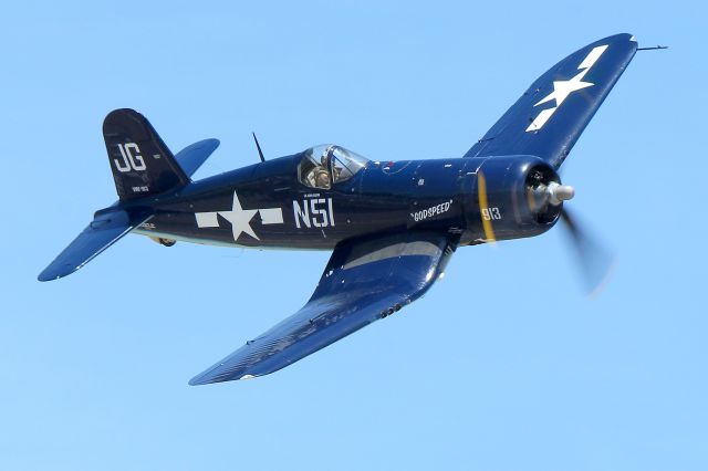 NX83JC — - The F4U-1D Corsair Godspeed painted in honor of  astronaut & Senator John Glenn, who flew the Corsair as a Marine pilot in World War II   (RI Air Show)