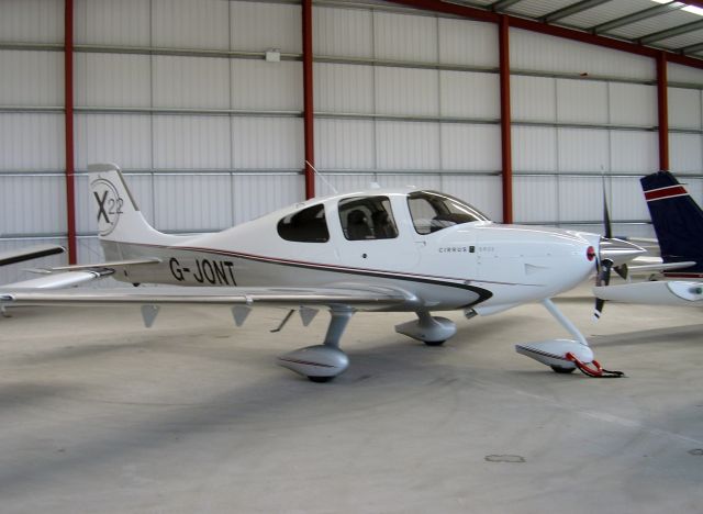 Cirrus SR-22 (G-JONT) - Johns new toy, the aircraft arrived this year at Gamston.  Very nice, now if I had £500k I might buy one.  Still you can dream.