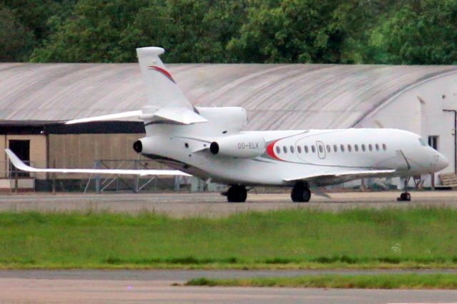 Dassault Falcon 8X (OO-ELK) - Luxaviation Belgium Falcon 8X parked on the ramp on 16-May-24 after arriving from EBBR the previous day as AAB26E.