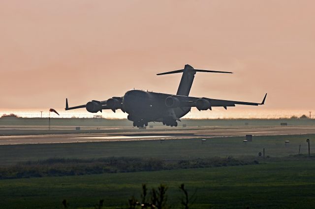 Boeing Globemaster III (A41207) - Airport covered with thick forest fire smoke