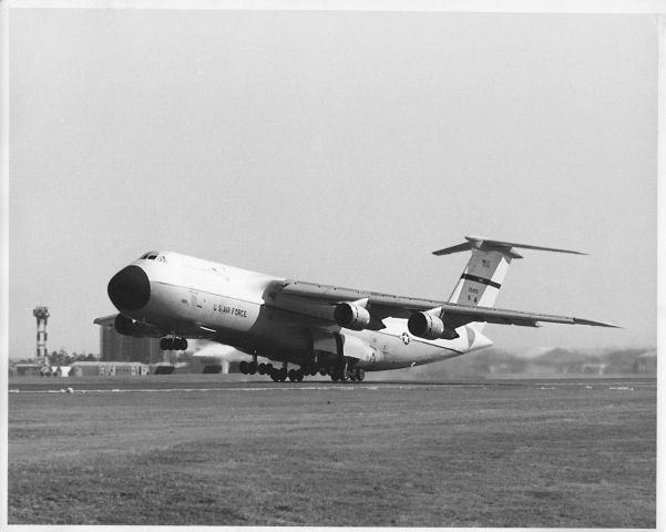 — — - This C-5A is taking off from Yokota Air Base near Tokyo, Japan in 1973.  These planes were used extensively during the Viet Nam War.  Yokota AB was an en route stopping point for Military Airlift Command cargo planes like this C-5A pictured above and its smaller brother, the C-141A. Servicing was handled by the 610 MASS (Military Airlift Support Squadron). At times there would be five or more of these  C-5As and 20-30 C-141As parked at Yokota. They were coming or going to Asian destinations or returning to the United States. 