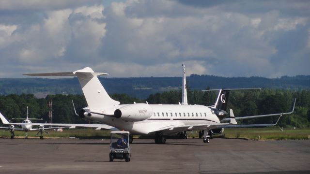 Bombardier Global 5000 (N912MT) - Columbia Sport Wear's jet parked on tarmac.