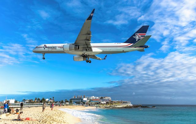 Boeing 757-200 (N818NH) - Amerijet International Airlines for the very first time with there converted Boeing B757 N818NH over maho beach for landing at St Maarten.br /02/04/2022