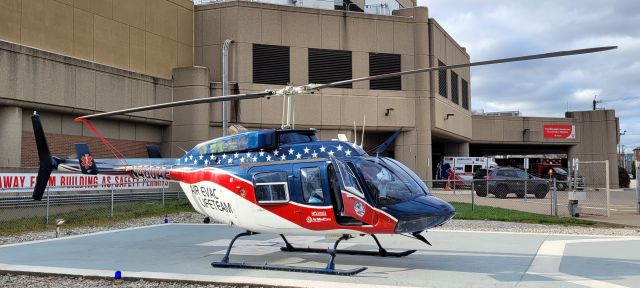 Bell JetRanger (N460AE) - Air Methods Heli on the ER Pad at UofL Hospital, Louisville, KY.