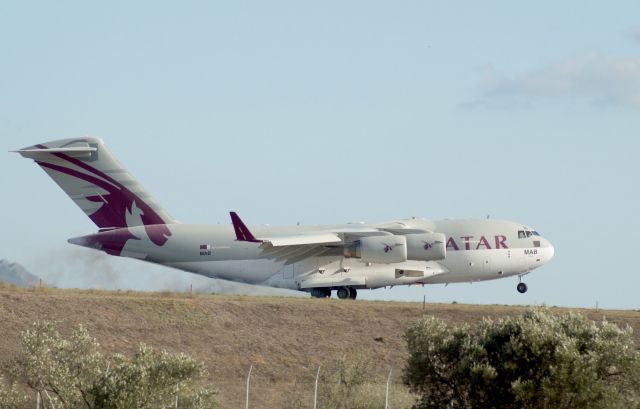 Boeing Globemaster III (A7-MAB) - Qatar Amiri Flight C17 burning rubber in Athens /LGAV