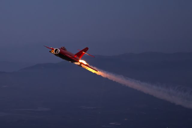 MIKOYAN MiG-17 (N117BR) - Burner at Dusk - This is the beginning of the flight profile for capturing the MiG out of a Baron. - pilot Jason Somes, Aerial DP Scott Slocum