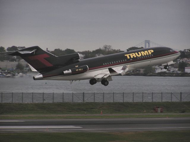 VP-BDJ — - Donald Trumps former 727-23 VP-BDJ departs Runway 13 at the Boeings homebase airport, KLGA on Oct 20, 2004 in less than ideal light !