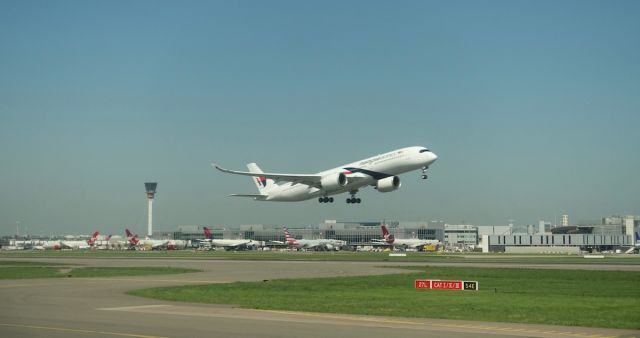 Airbus A350-900 — - Departing Heathrow for KUL