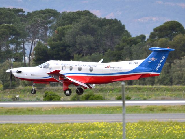 Pilatus PC-12 (VH-FVB) - About to put down on runway 05. Thursday 12th July 2012.
