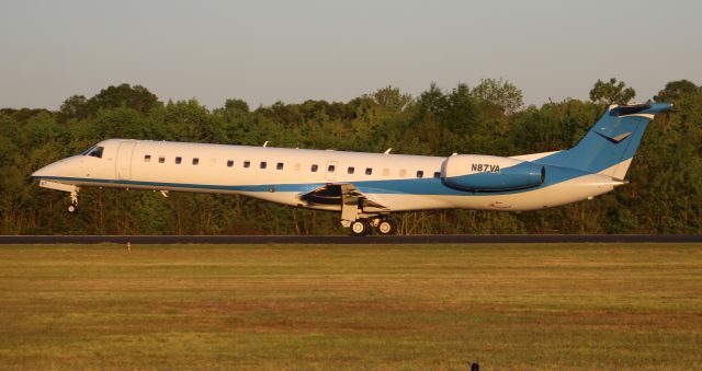 Embraer ERJ-145 (N87VA) - An Embraer ERJ-145LR departing Boswell Field, Talladega Municipal Airport, AL, following the NASCAR GEICO 500 race at Talladega Super Speedway - late afternoon, April 25, 2021.