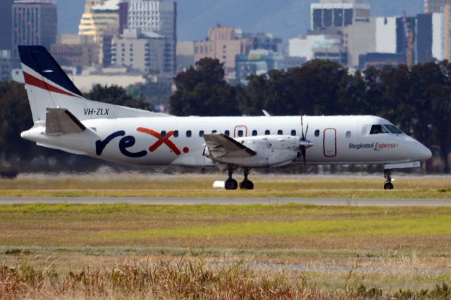 Saab 340 (VH-ZLX) - About to put down on runway 05. Thursday, 8th May 2014.