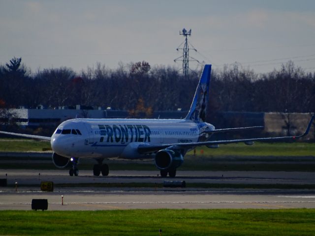 Airbus A321 (N701FR) - Frontiers Otto the Owl taxiing after a great landing at KCLE