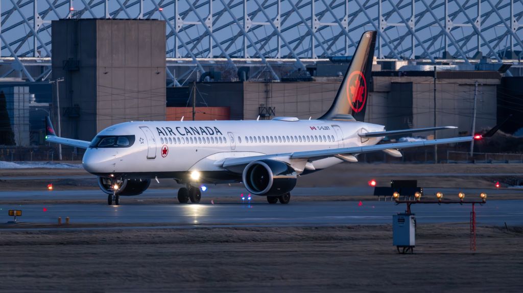 Airbus A220-300 (C-GJXY) - A220-300 getting ready for take off on runway 24R