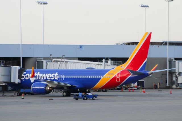 N8725L — - Southwest 737-Max 8 sitting at the gate after landing from MCO.