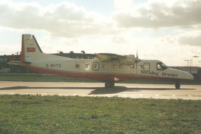 Fairchild Dornier 228 (G-BVTZ) - Taxiing to the ramp in Sep-96.br /br /Transferred to Germany 8-Nov-96 as D-CBDQ,br /reregistered D-CBIM in May-97,br /then D2-EBT in May-97,br /then VH-VJD 3-Aug-06,br /then exported to Kenya 24-Oct-17 as 5Y-CHZ.