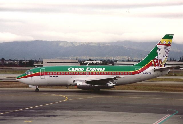 Boeing 737-700 (N456TM) - Casino Express headed for 30L and Laughlin, NV on a early 1990s Gambling Junket. This jet now scrapped at Davis-Monthan,AZ.