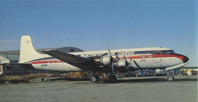 Douglas DC-6 (N7919C) - scanned from postcardbr /northern air cargo